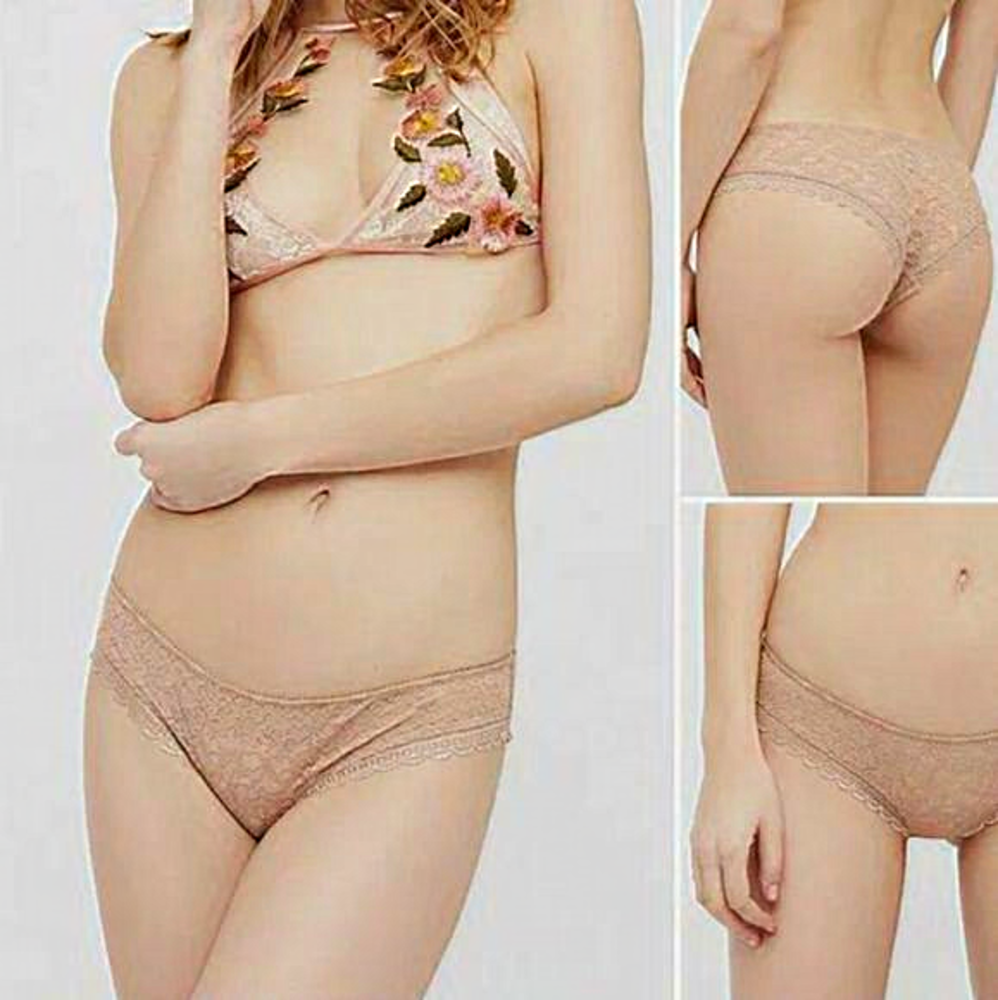 Free People Sheer Floral Lace Hipster Cheeky Brief Panty Nude M - Picture 2 of 12